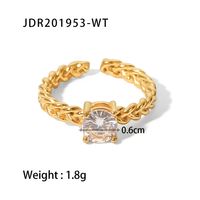 Retro Geometric Stainless Steel Gold Plated Zircon Open Ring sku image 4