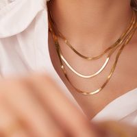 Simple Style Geometric Stainless Steel Titanium Steel Gold Plated Layered Necklaces main image 3