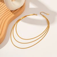 Simple Style Geometric Stainless Steel Titanium Steel Gold Plated Layered Necklaces main image 1