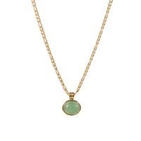 Fashion Round Stainless Steel Titanium Steel Gold Plated Natural Stone Pendant Necklace main image 5