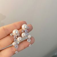 Fashion Heart Shape Butterfly Bow Knot Imitation Pearl Alloy Tassel Rhinestones Women's Earrings 1 Pair sku image 4