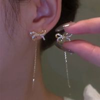 Fashion Heart Shape Butterfly Bow Knot Imitation Pearl Alloy Tassel Rhinestones Women's Earrings 1 Pair sku image 2