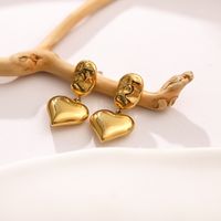 Retro Heart Shape Stainless Steel Gold Plated Earrings 1 Pair main image 1