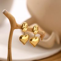 Retro Heart Shape Stainless Steel Gold Plated Earrings 1 Pair main image 5