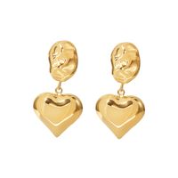 Retro Heart Shape Stainless Steel Gold Plated Earrings 1 Pair main image 4
