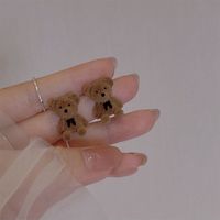 Retro Heart Shape Flower Bow Knot Flocking Inlay Artificial Pearls Rhinestones Women's Earrings 1 Pair sku image 11