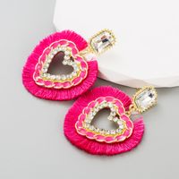 Ethnic Style Tassel Heart Shape Alloy Rhinestone Women's Drop Earrings 1 Pair main image 5