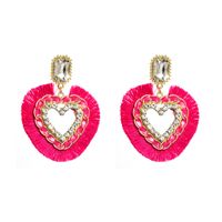 Ethnic Style Tassel Heart Shape Alloy Rhinestone Women's Drop Earrings 1 Pair main image 3