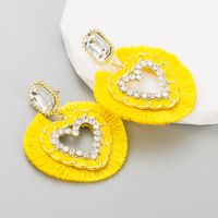 Ethnic Style Tassel Heart Shape Alloy Rhinestone Women's Drop Earrings 1 Pair main image 4
