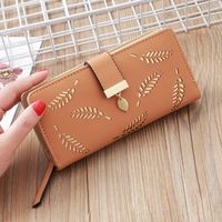 Women's Leaves Pu Leather Zipper Wallets main image 2