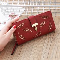 Women's Leaves Pu Leather Zipper Wallets sku image 2