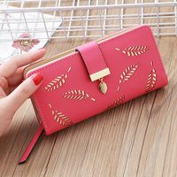 Women's Leaves Pu Leather Zipper Wallets sku image 6