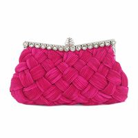 White Red Purple Polyester Solid Color Rhinestone Dumpling Shape Evening Bags sku image 5
