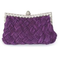 White Red Purple Polyester Solid Color Rhinestone Dumpling Shape Evening Bags sku image 3