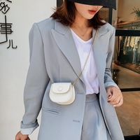 Women's Mini Pu Leather Solid Color Streetwear Oval Flip Cover Crossbody Bag main image 2