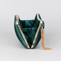 Green Black Gold Polyester Satin Solid Color Rhinestone Pillow Shape Evening Bags main image 5