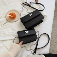 Women's Small Pu Leather Letter Butterfly Vintage Style Square Magnetic Buckle Crossbody Bag sku image 2