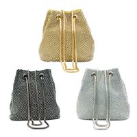 Black Gold Silver Rhinestone Satin Solid Color Rhinestone Bucket Evening Bags main image 5