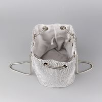 Black Gold Silver Pu Leather Solid Color Rhinestone Bucket Clutch Evening Bag main image 4