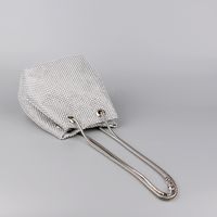 Black Gold Silver Pu Leather Solid Color Rhinestone Bucket Clutch Evening Bag main image 3