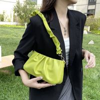 Women's Small Autumn Pu Leather Solid Color Fashion Square Zipper Ruched Bag main image 4