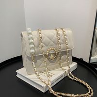 Mujeres Pequeña Cuero Sintético Lingge Moda Perla Cuadrado Hebilla Magnética Bolso Bandolera main image 6