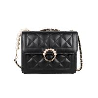 Women's Small Pu Leather Lingge Fashion Pearl Square Magnetic Buckle Crossbody Bag main image 5
