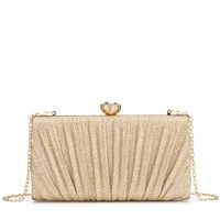 Gold Silver Polyester Solid Color Square Clutch Evening Bag sku image 2