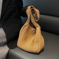 Women's Large Knit Solid Color Basic Square Zipper Tote Bag main image 1