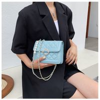 Women's Medium Pu Leather Solid Color Fashion Square Magnetic Buckle Crossbody Bag sku image 5