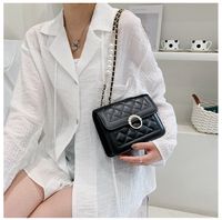 Women's Medium Pu Leather Solid Color Fashion Square Magnetic Buckle Crossbody Bag sku image 6