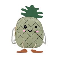 Girl's Small Pu Leather Pineapple Cute Zipper Crossbody Bag sku image 3