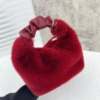Women's Medium Autumn&winter Plush Solid Color Streetwear Square Zipper Handbag sku image 5