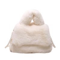 Women's Small Winter Plush Solid Color Fashion Pearls Square Magnetic Buckle Handbag sku image 1