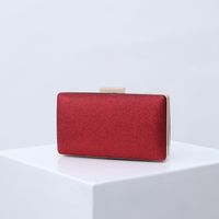 Red Purple Green Pu Leather Solid Color Square Clutch Evening Bag sku image 1