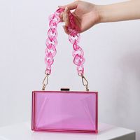 Red Transparent Fluorescent Green Arylic Solid Color Square Evening Bags main image 2