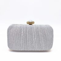 Black Gold Silver Nylon Solid Color Square Clutch Evening Bag main image 4