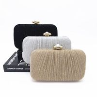 Black Gold Silver Nylon Solid Color Square Clutch Evening Bag main image 1