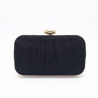 Black Gold Silver Nylon Solid Color Square Clutch Evening Bag main image 2