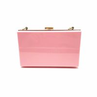 Pink Arylic Solid Color Square Clutch Evening Bag sku image 11