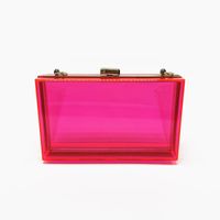 Pink Arylic Solid Color Square Clutch Evening Bag sku image 7