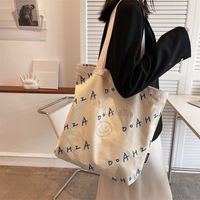 Women's Large Canvas Letter Streetwear Square Magnetic Buckle Tote Bag main image 2