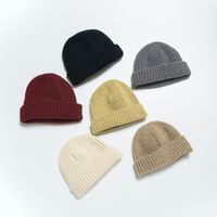 Unisex Simple Style Stripe Solid Color Crimping Wool Cap main image 5
