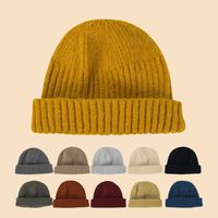 Unisex Simple Style Stripe Solid Color Crimping Wool Cap main image 1