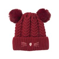 Children Unisex Cute Cat Solid Color Pom Poms Wool Cap main image 2