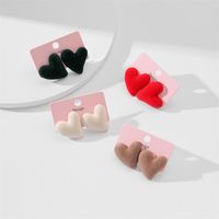 Fashion Heart Shape Flocking Women's Ear Studs 1 Pair main image 5