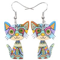 Fashion Cat Arylic Printing Women's Drop Earrings 1 Pair sku image 2