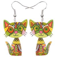 Fashion Cat Arylic Printing Women's Drop Earrings 1 Pair sku image 6