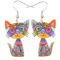 Fashion Cat Arylic Printing Women's Drop Earrings 1 Pair sku image 4