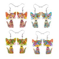 Fashion Cat Arylic Printing Women's Drop Earrings 1 Pair sku image 1